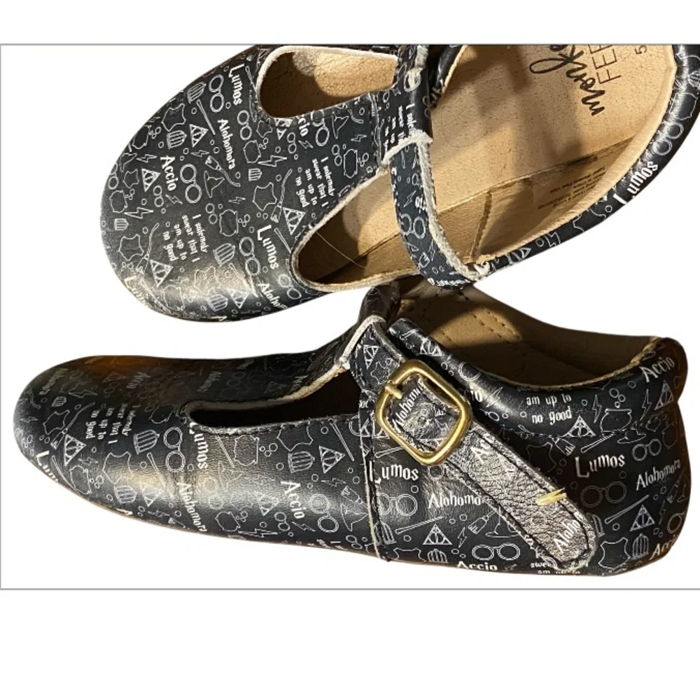 Monkey‎ feet Harry Potter themed Black leather Kids Shoes size 5-6 years